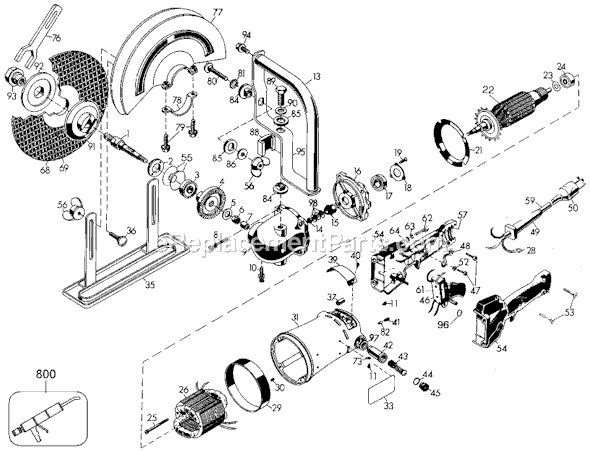 Page A Diagram and Parts List for Type 41 Black and Decker Chop Saw